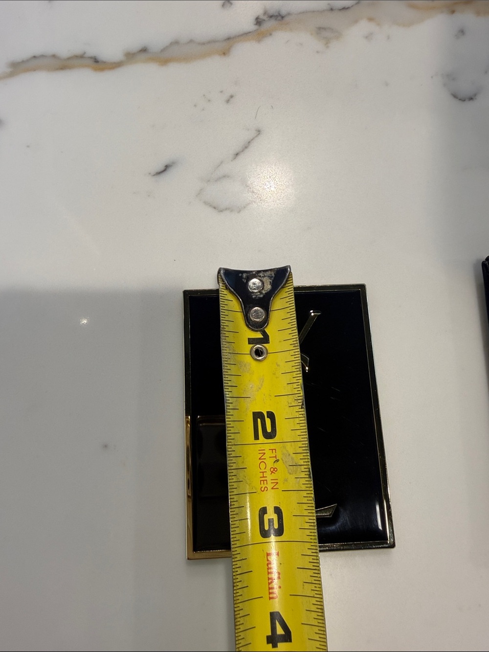 Saint Laurent Black Patent Leather mini mirror with Gold Trim - Picture 4 of 5